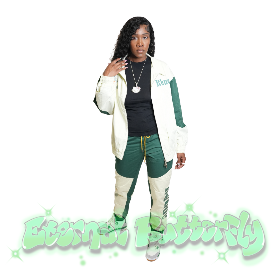 Rhude Green and White Pants Set