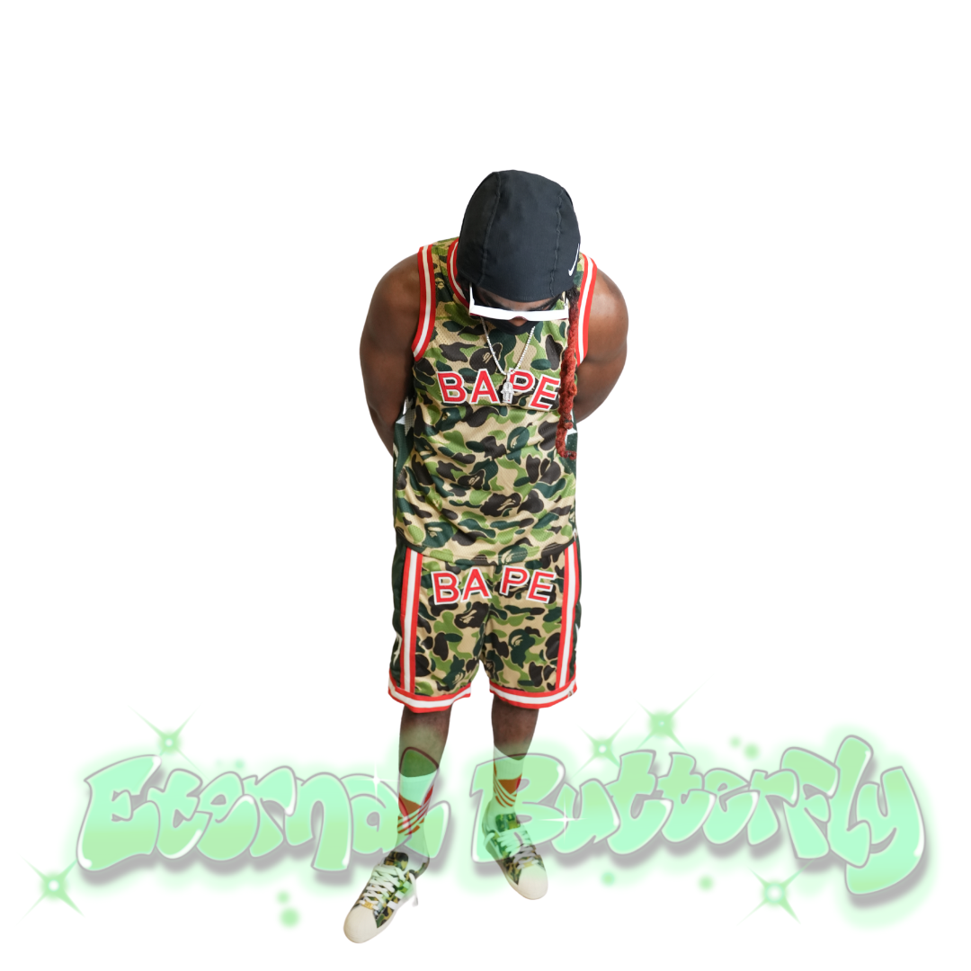 Bape Short Set Green ETERNAL BUTTERFLY