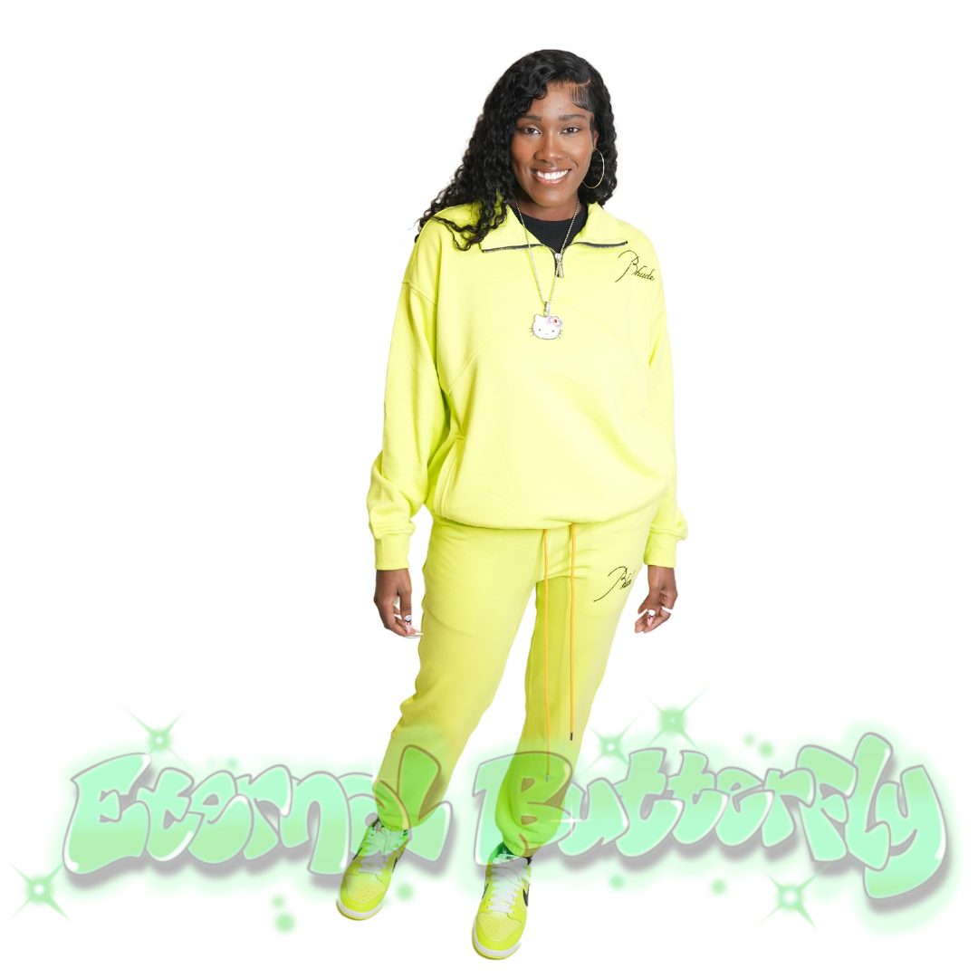 Rhude Terry Quarter-Zip Set - Lime Green