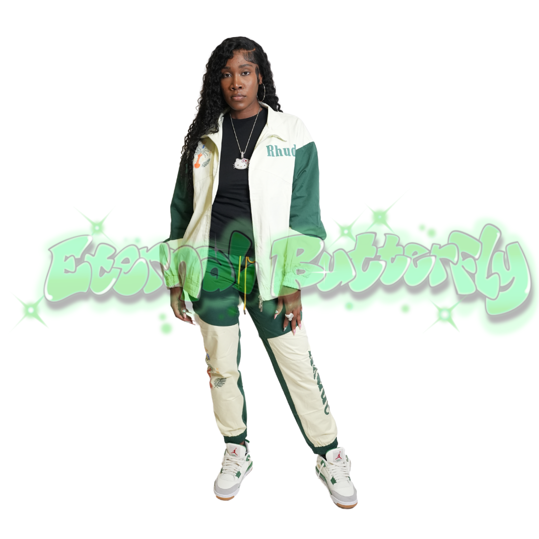 Rhude Green and White Pants Set