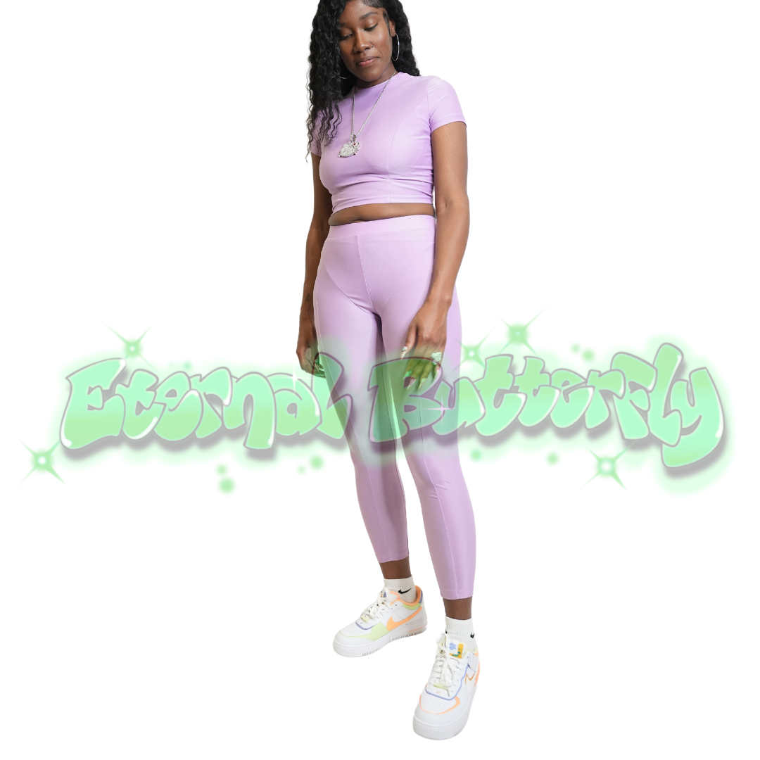 Eternal Two Piece Short-sleeve Crop Top Set - Pink