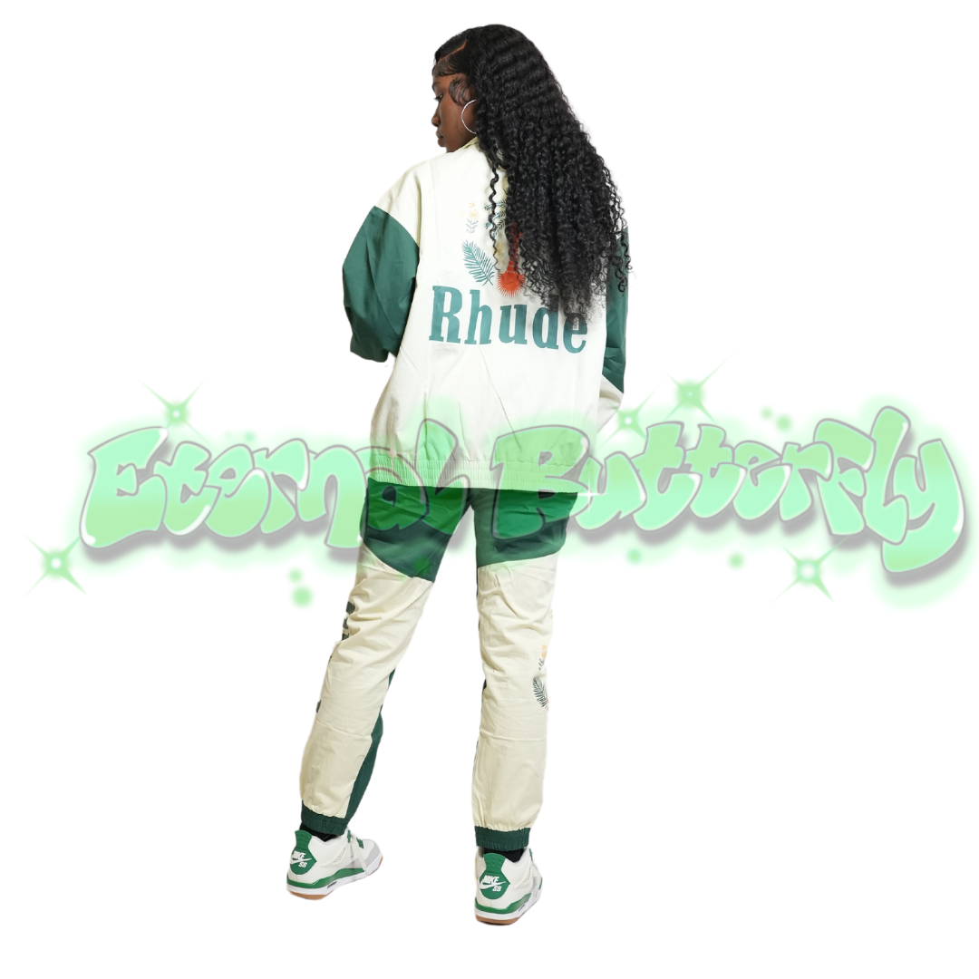 Rhude Green and White Pants Set