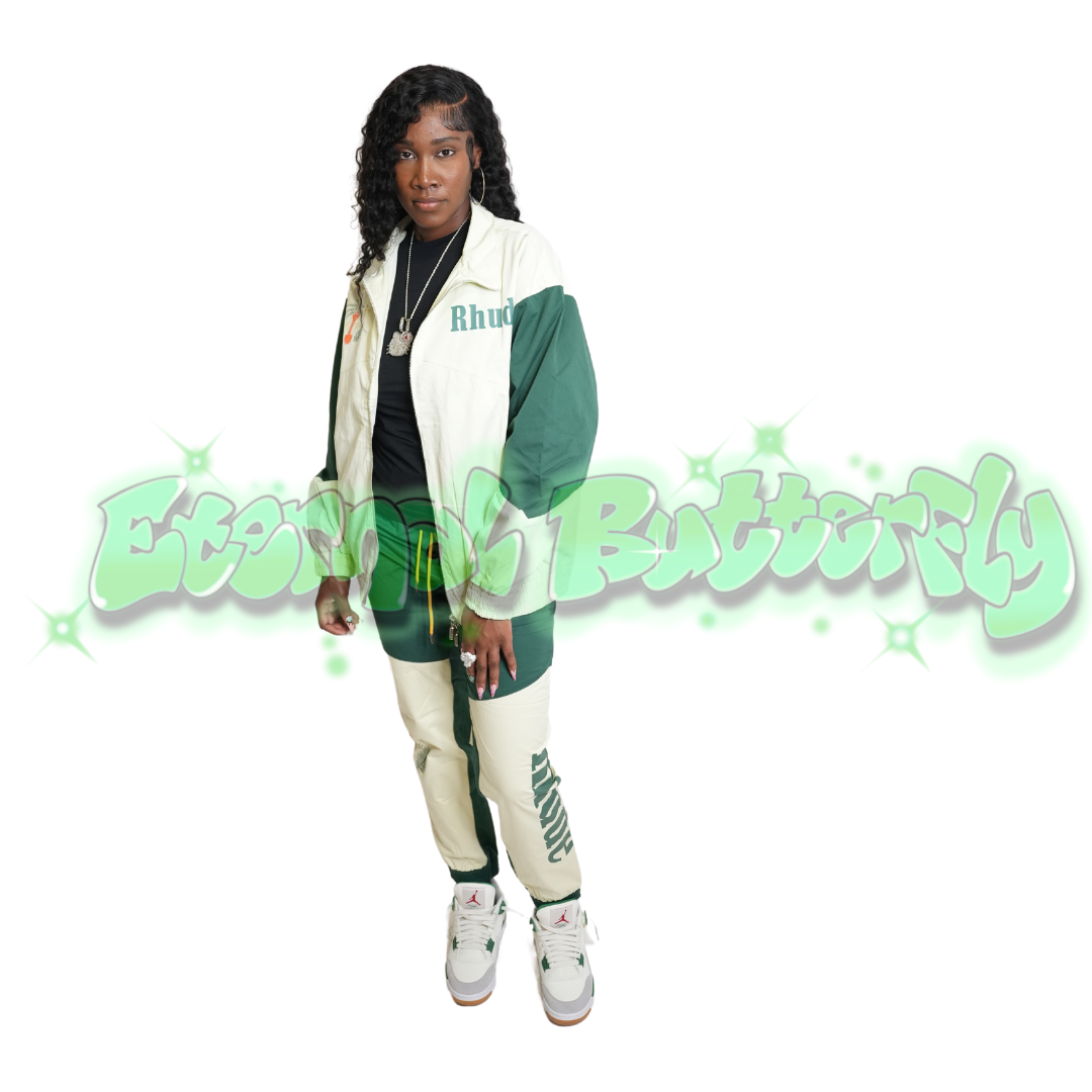 Rhude Green and White Pants Set