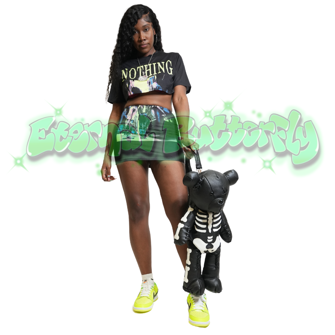 Two Piece Graphic Tee and Skirt Set