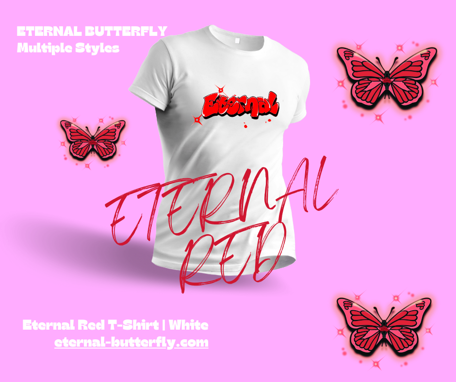Eternal Butterfly - Eternal Red Love Forever Short Sleeve Top - White
