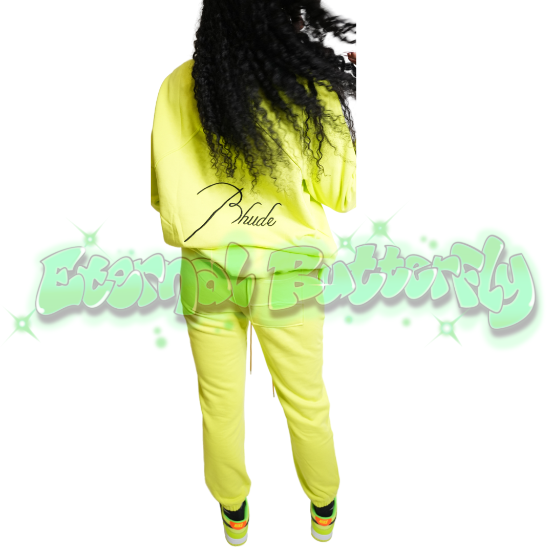 Rhude Terry Quarter-Zip Set - Lime Green