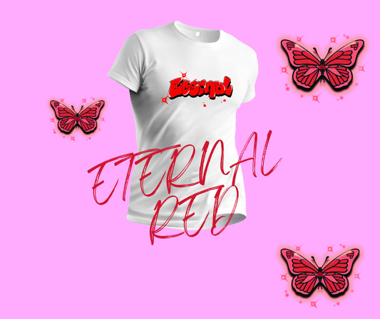Eternal Butterfly - Eternal Red Love Forever Short Sleeve Top - White
